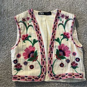 zara embroidered vest